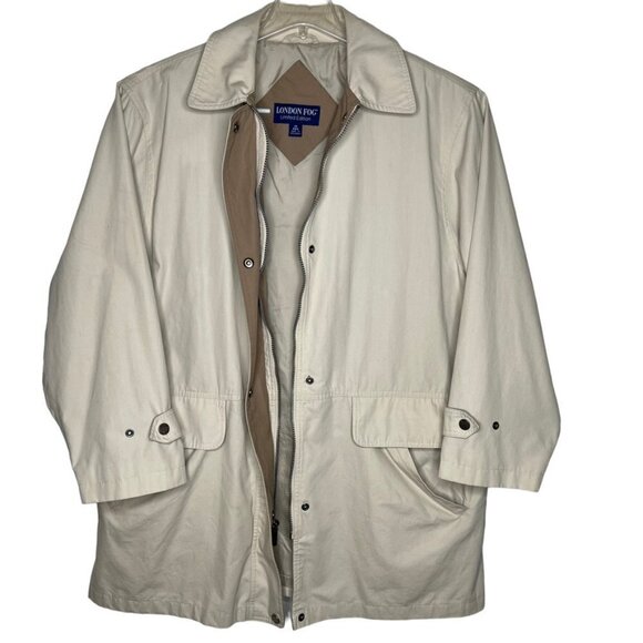 London Fog Limited Edition Beige Hooded Trench Coat Size 1X Detachable Hood Long - Picture 6 of 16